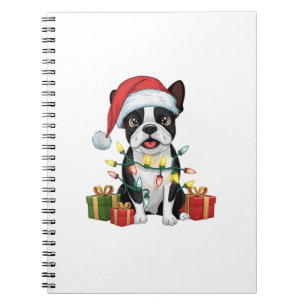 Cuaderno Navidad en Santa Hat Boston Terrier Dog