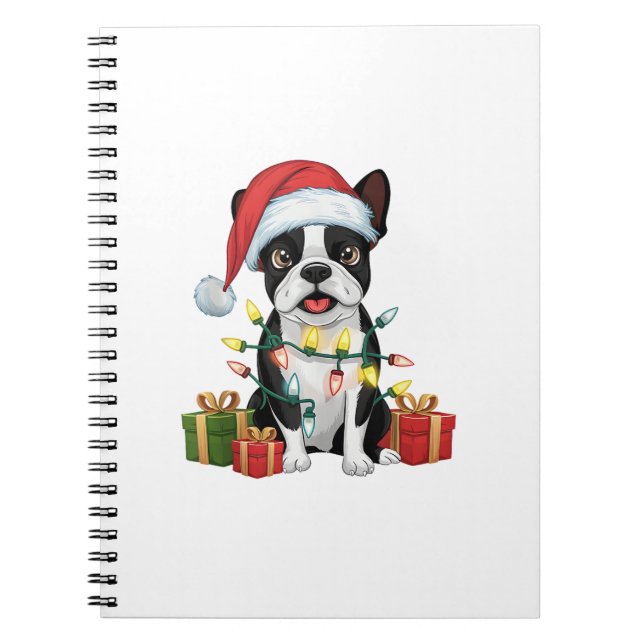 Cuaderno Navidad en Santa Hat Boston Terrier Dog (Frente)