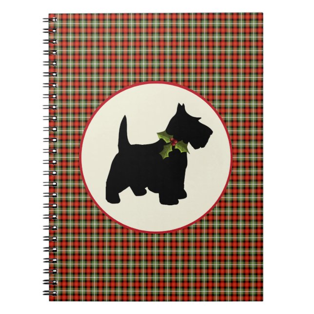 Cuaderno Navidad escocés de la tela escocesa del perro del (Frente)