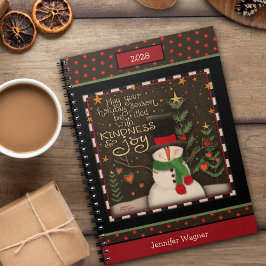 Cuaderno Navidad Festiva Nombre Cute Muñeco de Nieve Fiesta