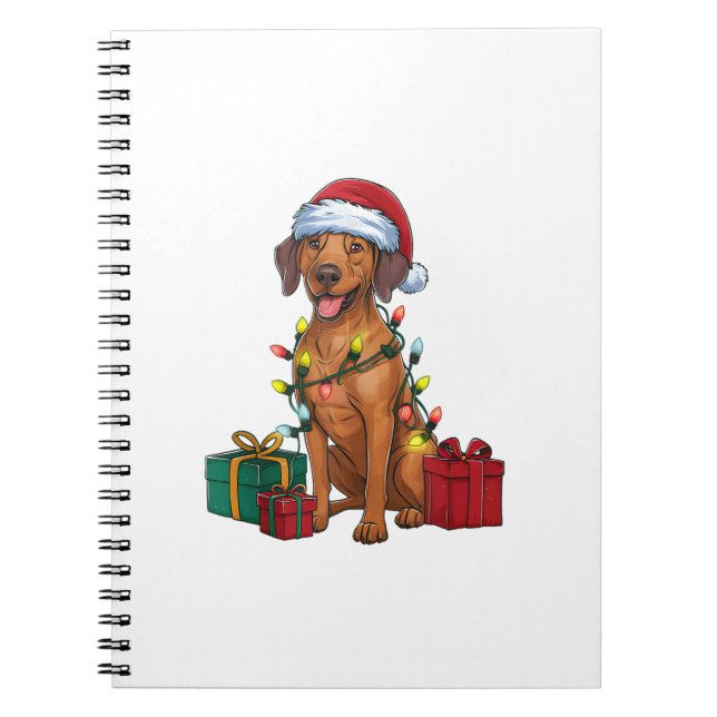 Cuaderno Navidad iluminando a Santa Rhodesian Ridgeback per (Frente)