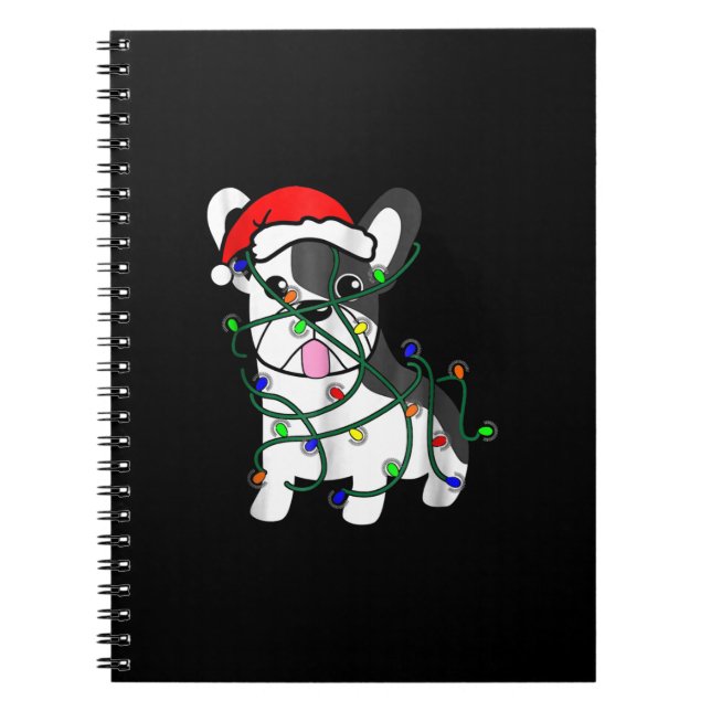 Cuaderno navidad luces decoración divertida perrera frances (Frente)