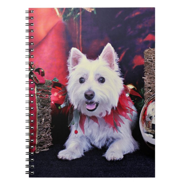 Cuaderno Navidad - montaña del oeste Terrier - Madison (Frente)