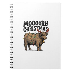 Cuaderno Navidad Moooory Vaca Highland Grabado Vintage T