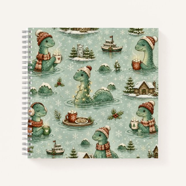 Cuaderno Navidad Nessie Monstruo del Lago Ness Acogedores C (Anverso)