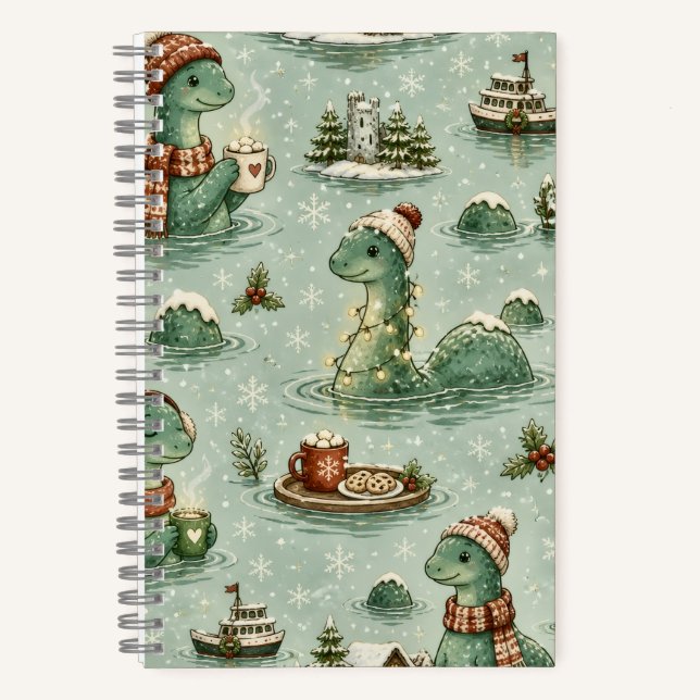 Cuaderno Navidad Nessie Monstruo del Lago Ness Acogedores C (Anverso)