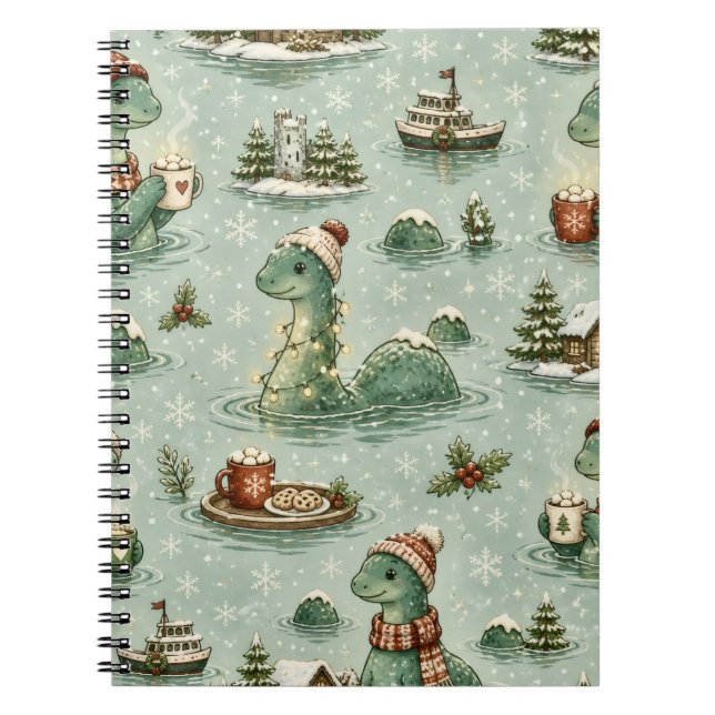 Cuaderno Navidad Nessie Monstruo del Lago Ness Acogedores C (Frente)