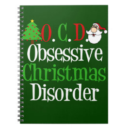 Cuaderno Navidad rojo verde divertido obsesionado