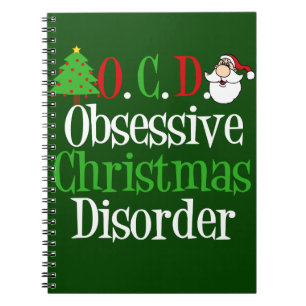 Cuaderno Navidad rojo verde divertido obsesionado