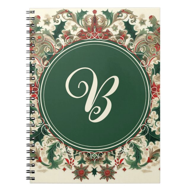 Cuaderno Navidad victoriana/clásica/vintage personalizada (Frente)
