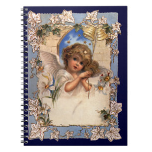 Cuaderno Navidad Vintage, Ángel Victoriano con Campanas Dor