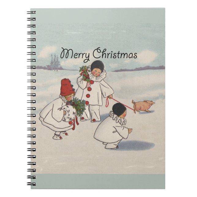 Cuaderno Navidad Vintage Feliz Niños de Nieve (Frente)
