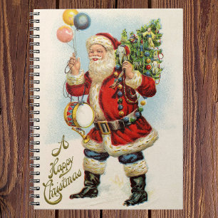 Cuaderno Navidad Vintage, Globos de Papá Noel Victoriano