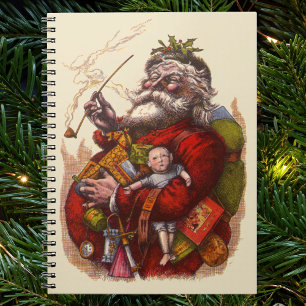 Cuaderno Navidad Vintage, juguetes de pipa de Santa Claus v