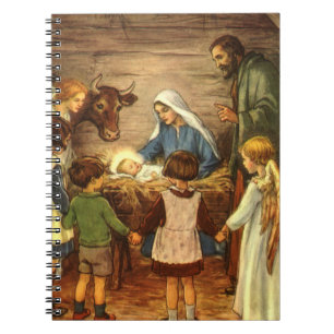 Cuaderno Navidad Vintage, Natividad Religiosa con el Niño J