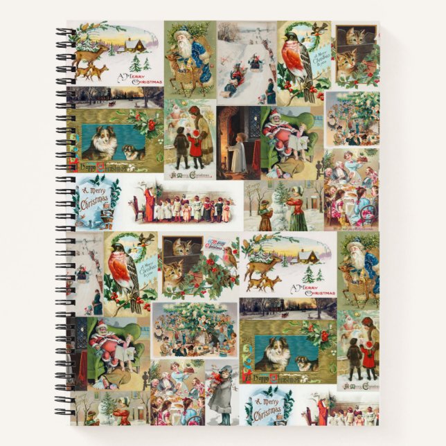 Cuaderno Navidad vintage Navidad Collage Xmas (Anverso)
