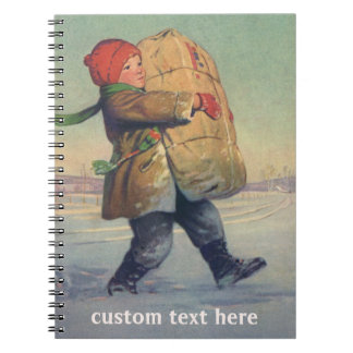 Cuaderno Navidad Vintage, Niño con Paquete Grande