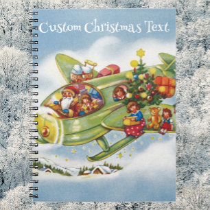 Cuaderno Navidad Vintage, Santa Claus Avión
