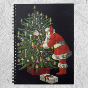 Cuaderno Navidad vintage, Santa Claus con regalos