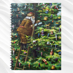 Cuaderno Navidad Vintage, Santa Claus Victoriano con Árbol