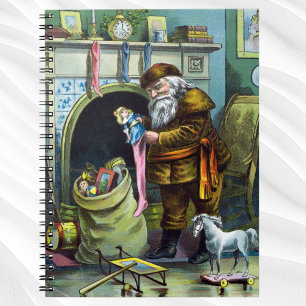 Cuaderno Navidad vintage, valores de Santa Claus con juguet
