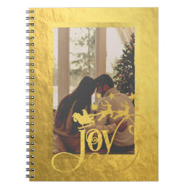 Cuaderno Navidades Alegres Foto Portátil Espiral Oro