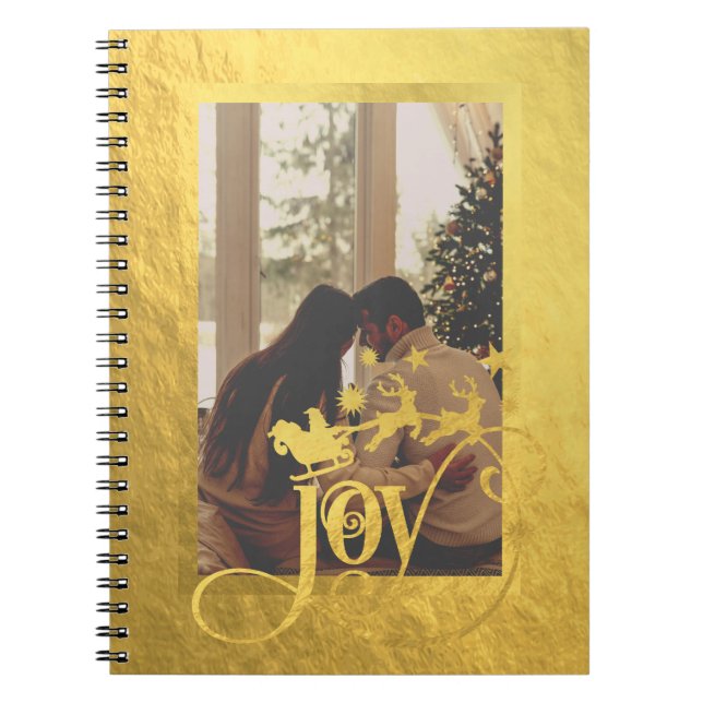 Cuaderno Navidades Alegres Foto Portátil Espiral Oro (Frente)