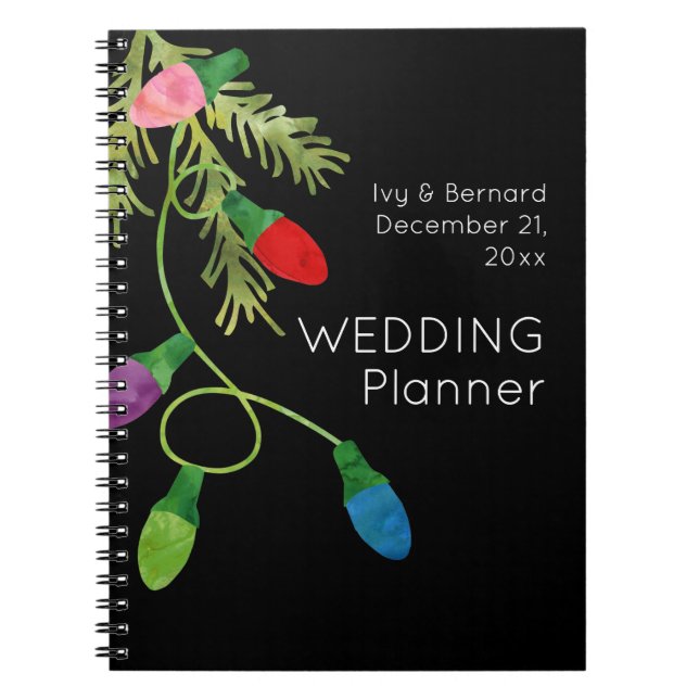 Cuaderno Navidades alumbran al planificador de la boda negr (Frente)