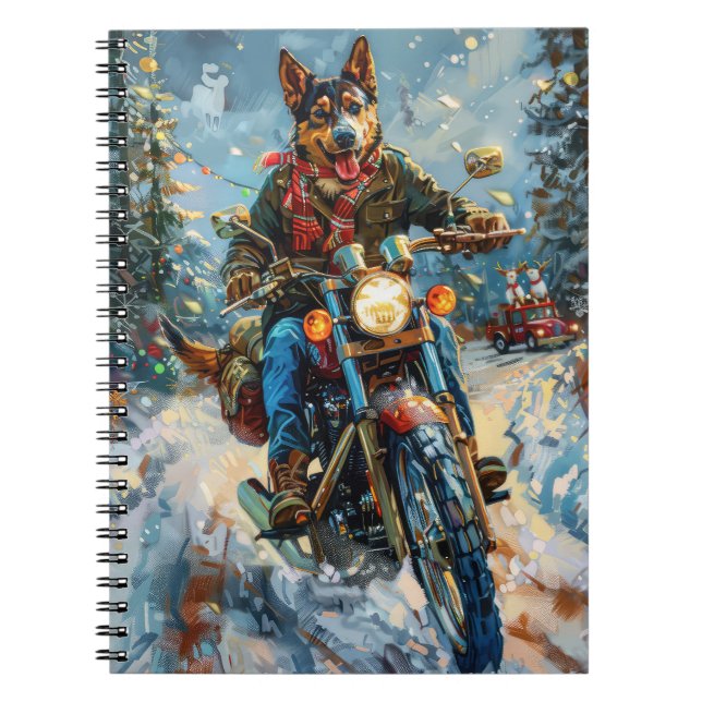 Cuaderno Navidades australianos de motocicletas Kelpie Dog  (Frente)