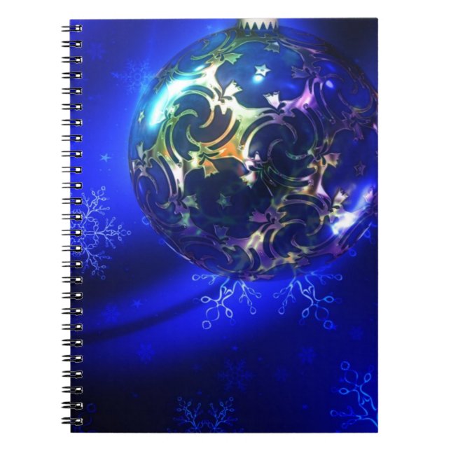 Cuaderno Navidades azules eléctricos diseño bauble, persona (Frente)