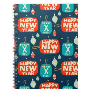 Cuaderno Navidades bolas y ornamentos patrón vintage hacia 