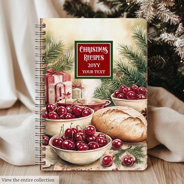 Cuaderno Navidades clásicos Binder su nombre personalizado (Classic Christmas Recipe Binder Your Custom Name)