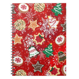 Cuaderno Navidades cocina y copos de nieve en rojo