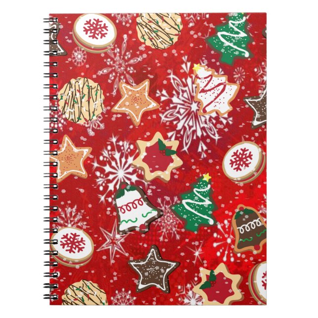 Cuaderno Navidades cocina y copos de nieve en rojo (Frente)