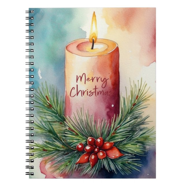 Cuaderno Navidades de acuarela Ilustracion festivo de velas (Frente)