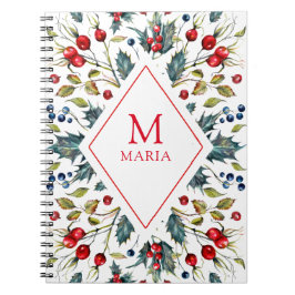 Cuaderno Navidades de acuarela monograma holly