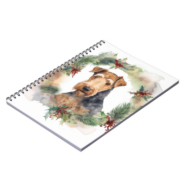 Cuaderno Navidades de Airedale Wreath Festive Pup (Lado Izquierdo)