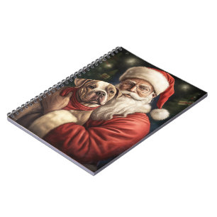 Cuaderno Navidades de American Staffordshire con Santa Clau