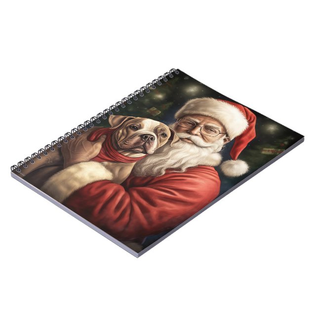 Cuaderno Navidades de American Staffordshire con Santa Clau (Lado Izquierdo)
