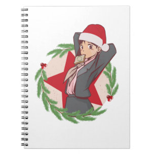 Cuaderno Navidades de anime suéter - Chica lindo Santa Hat