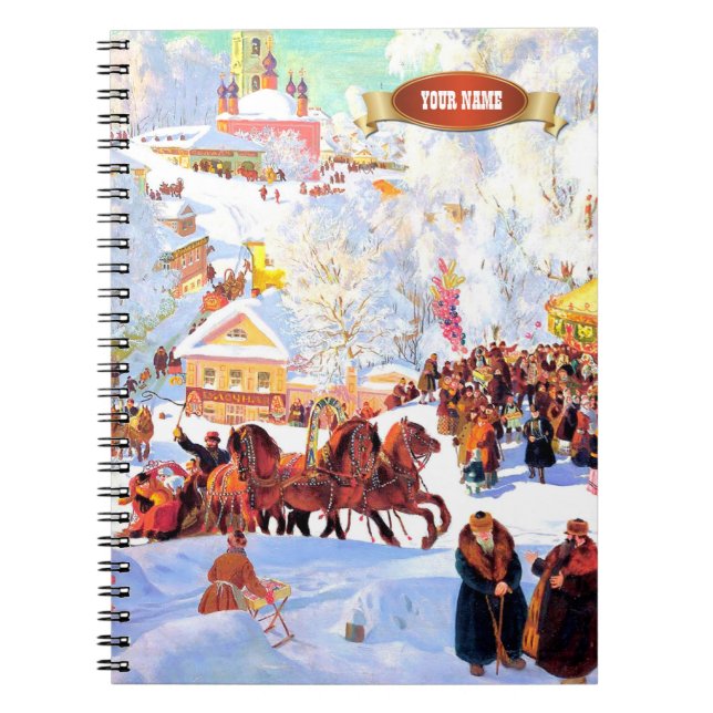 Cuaderno Navidades de arte rusos entregan portátiles (Frente)