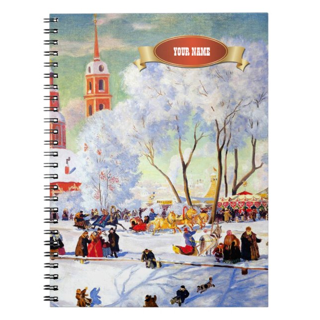 Cuaderno Navidades de arte rusos entregan portátiles (Frente)