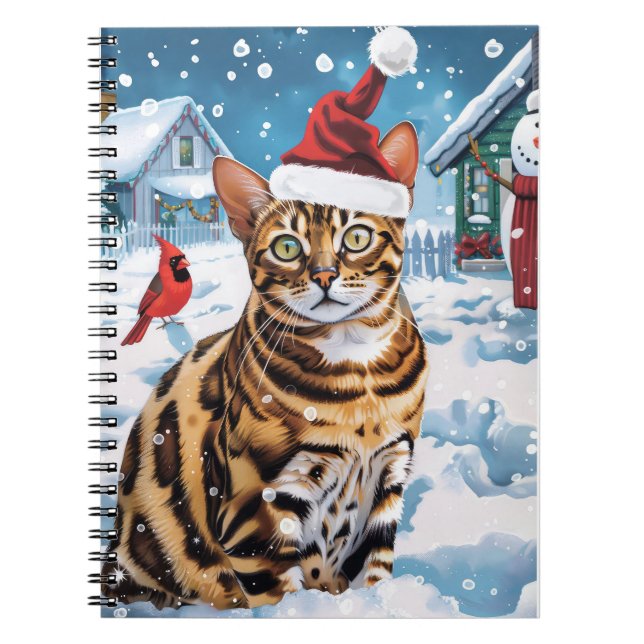 Cuaderno Navidades de Bengala Cat Winter Wonderland disfrut (Frente)