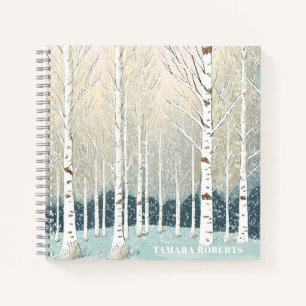 Cuaderno Navidades de Birch Trees Snowy  ID1003 Verde azula