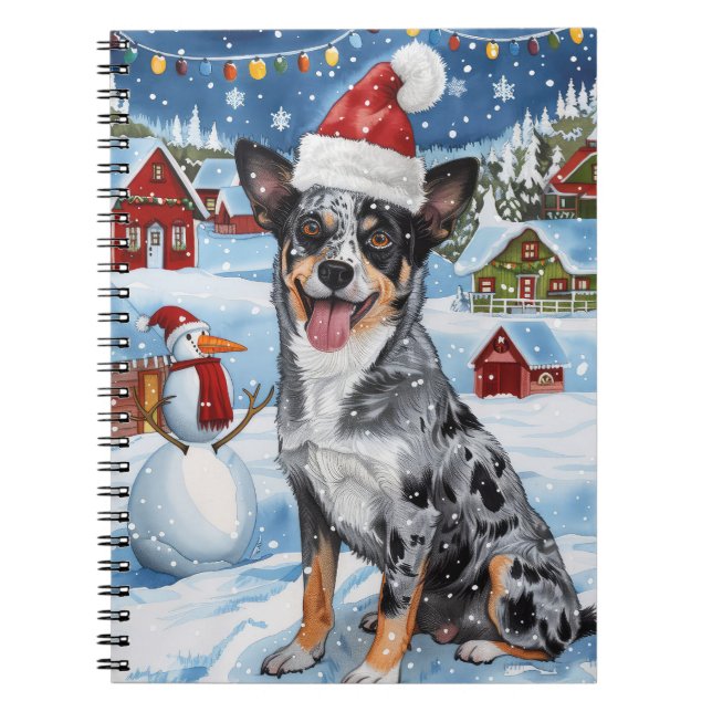 Cuaderno Navidades de Blue Heeler Dog Winter Wonderland Ale (Frente)