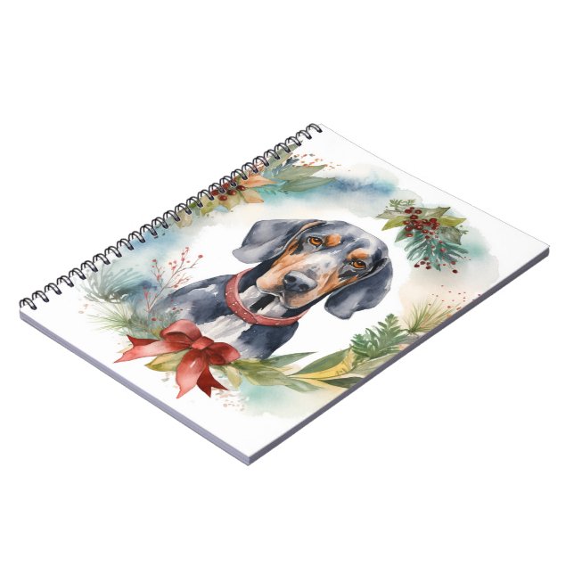Cuaderno Navidades de Bluetick Coonhound Wreath Festix Pup (Lado Izquierdo)