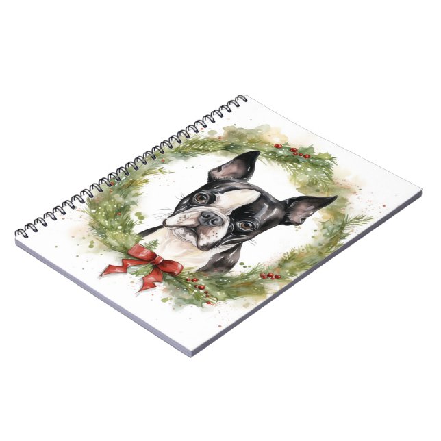 Cuaderno Navidades de Boston Terrier en la fiesta (Lado Izquierdo)