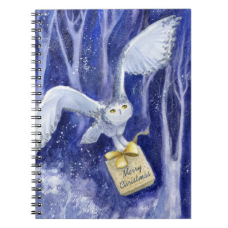 Cuaderno Navidades de búho capilar acuarela azul-violeta