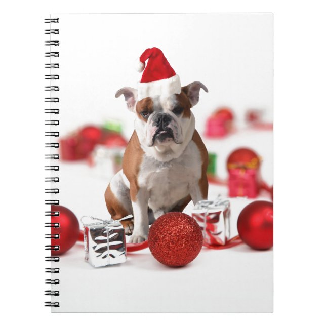 Cuaderno Navidades de bulldog Caja de regalo Ornamentos Red (Frente)