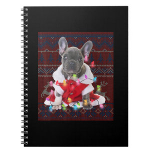Cuaderno Navidades de Bulldog franceses iluminan perro suét